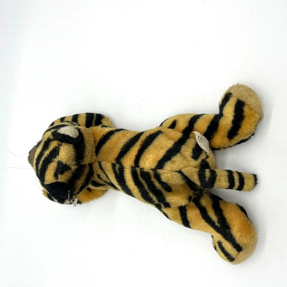 Toy Works Tiger Plush Stuffed Animal Striped‎ Laying Down Kitten Toy